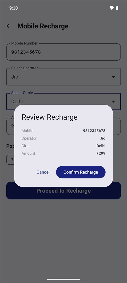Review Recharge dialog before paying
